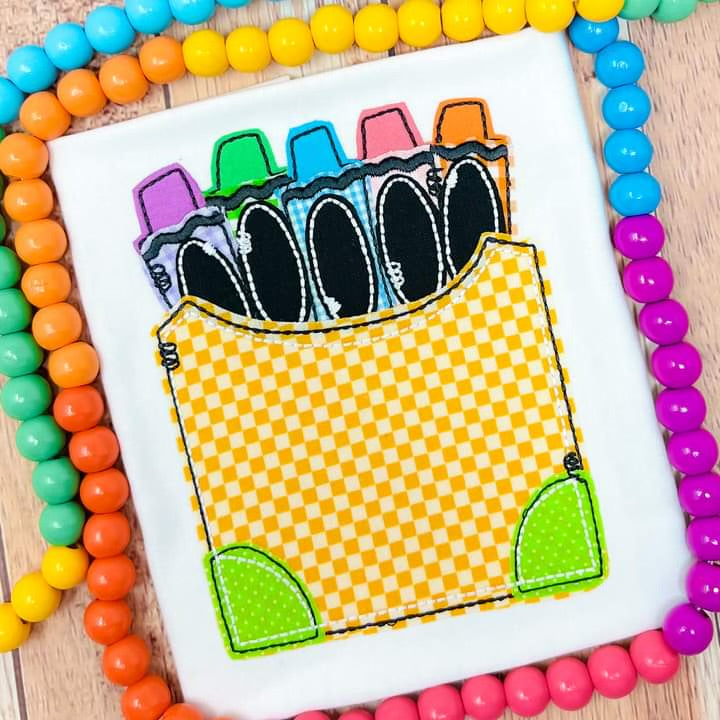 Crayon Box - Machine Embroidery Applique Design - Applique - Instant Download