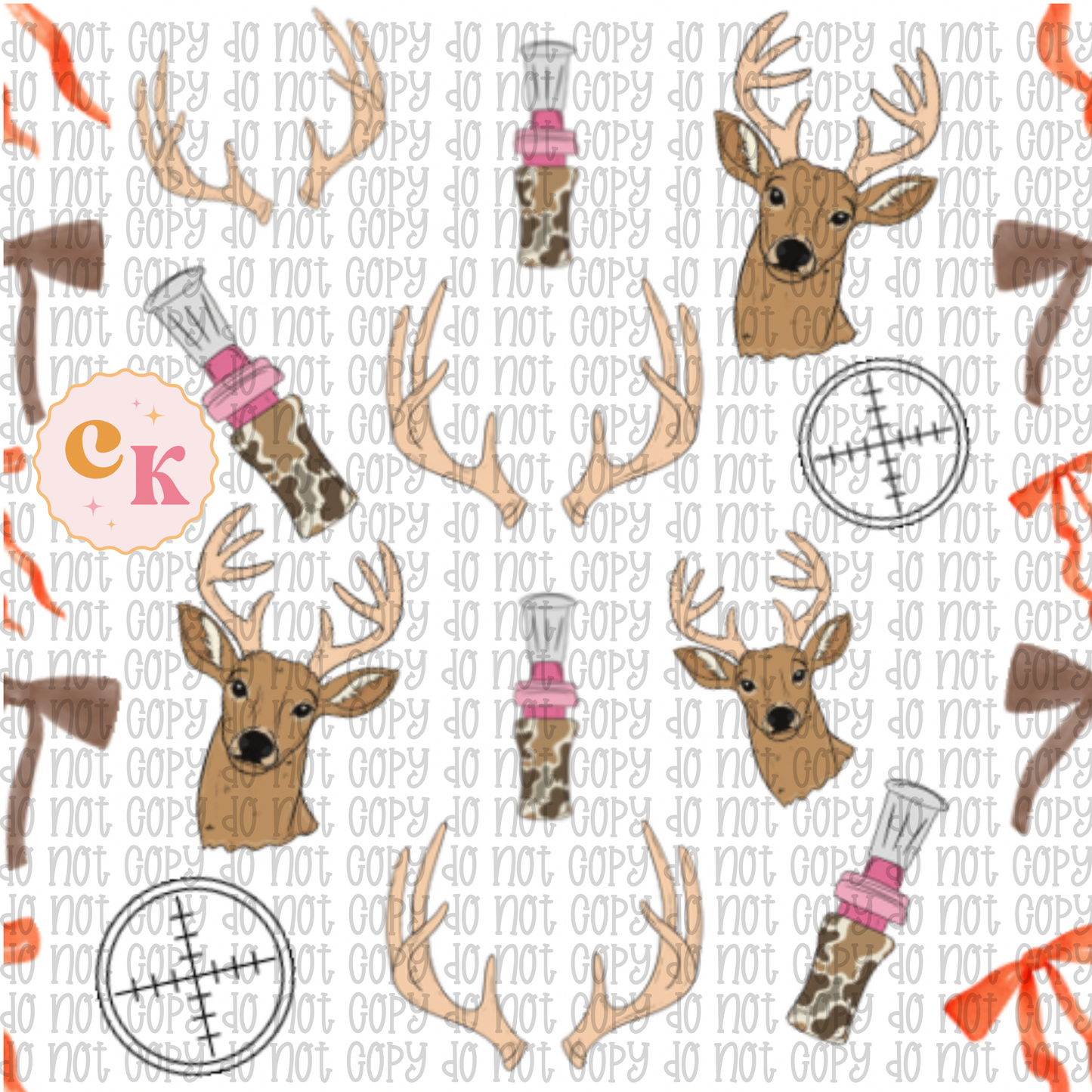 Orange Deer Seamless | Orange Deer Digital Paper Design | Outdoors & Hunting | Digital Download | PNG
