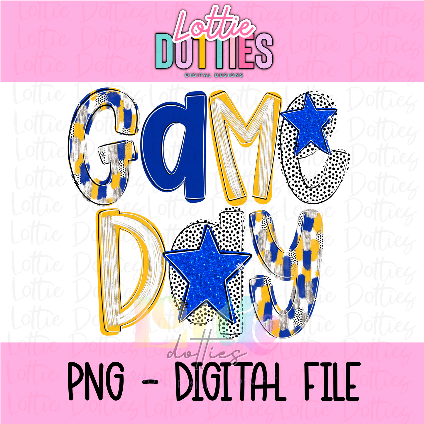 Game Day PNG - Royal & Gold Game Day Poppy Sublimation- Digital Download