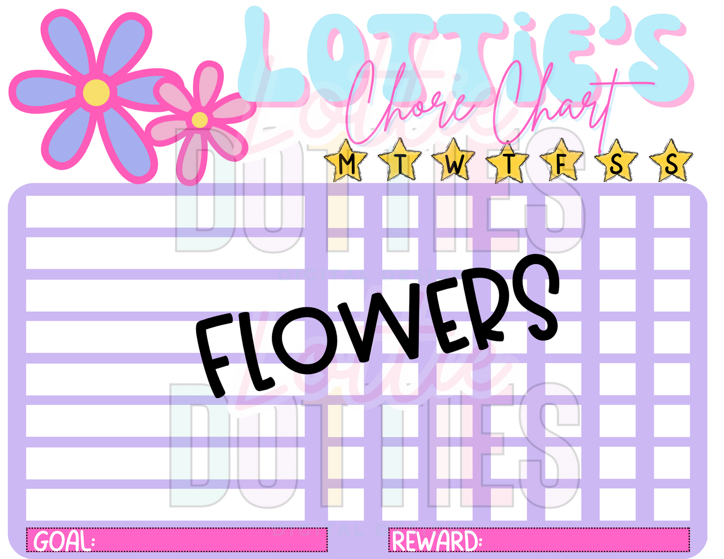 Flowers Chore Chart Template - Flowers