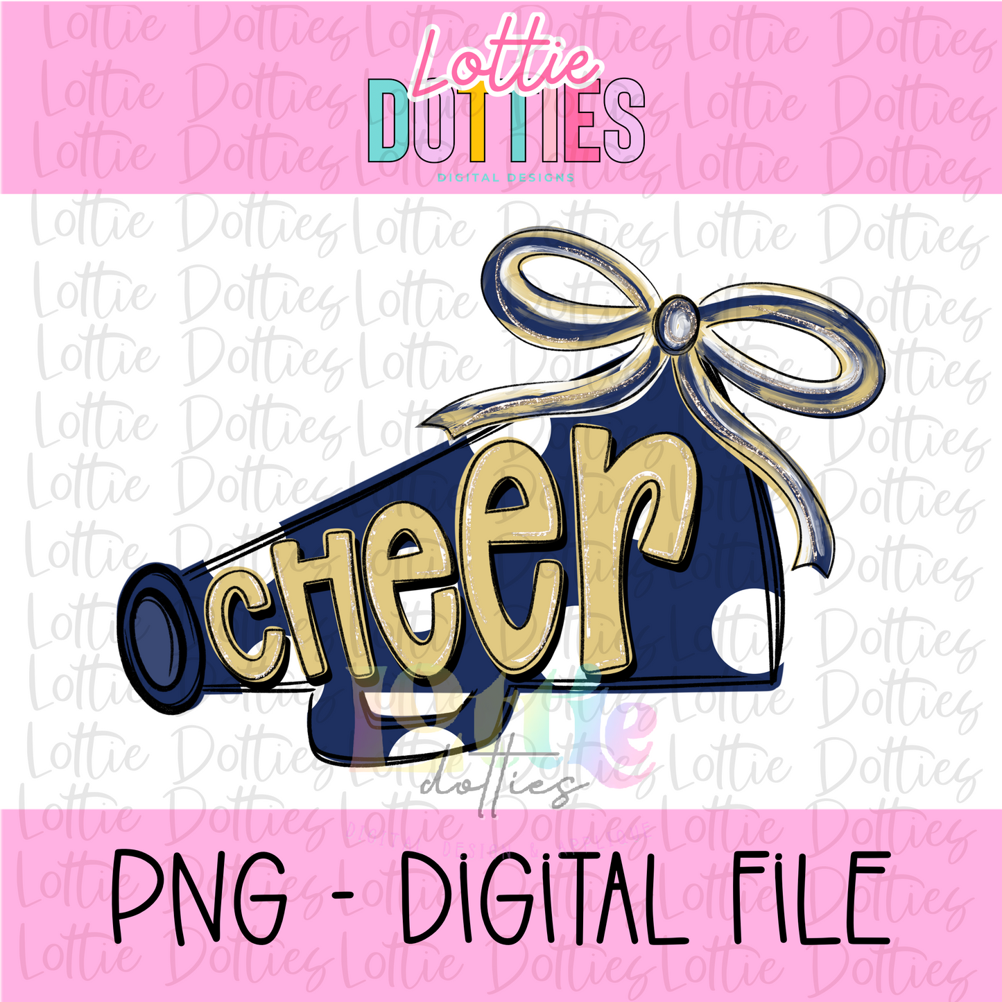 Cheer Megaphone PNG - Navy & Vegas Sublimation design - Digital Download