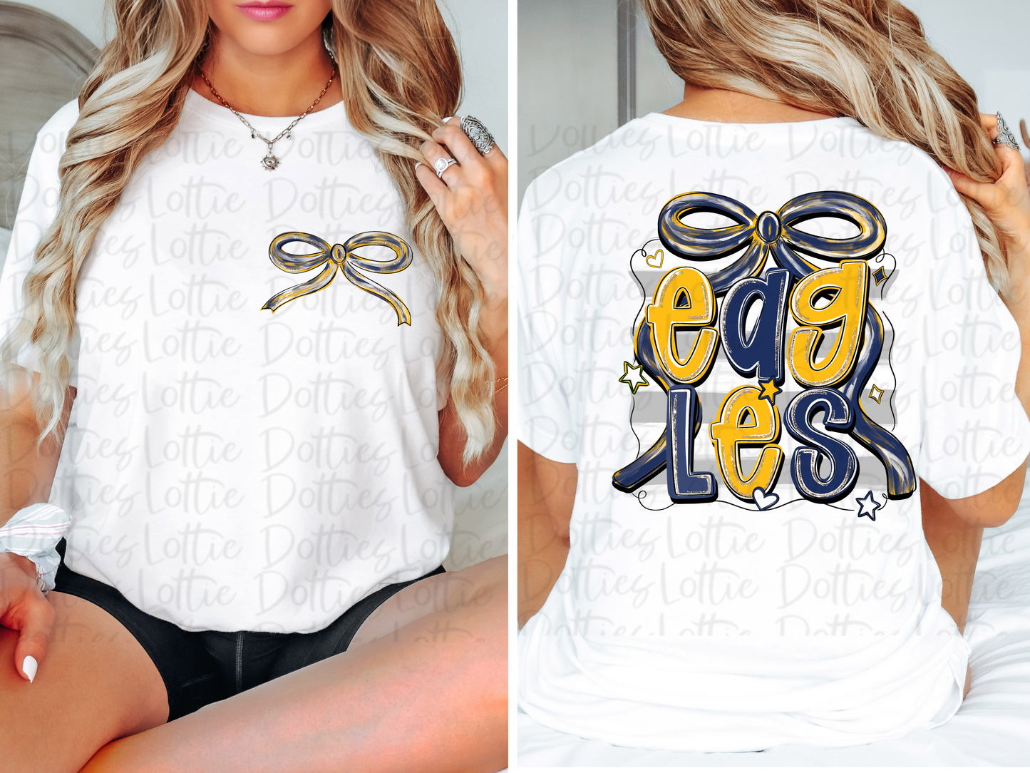 Eagles PNG - Eagles Navy and Gold bow design - Digital Download - coquette design