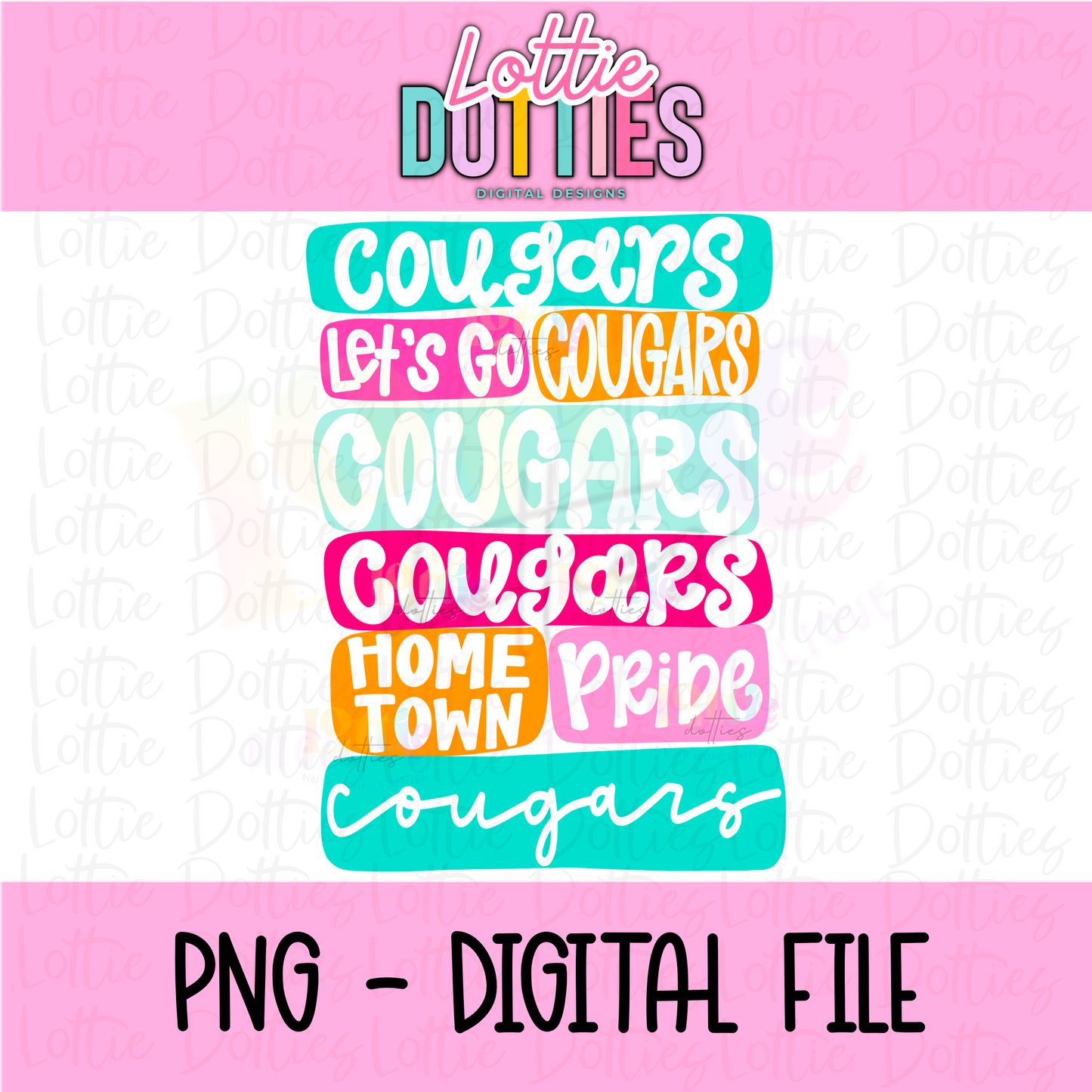 Cougars PNG - Cougars Colorful Sublimation - Digital Download