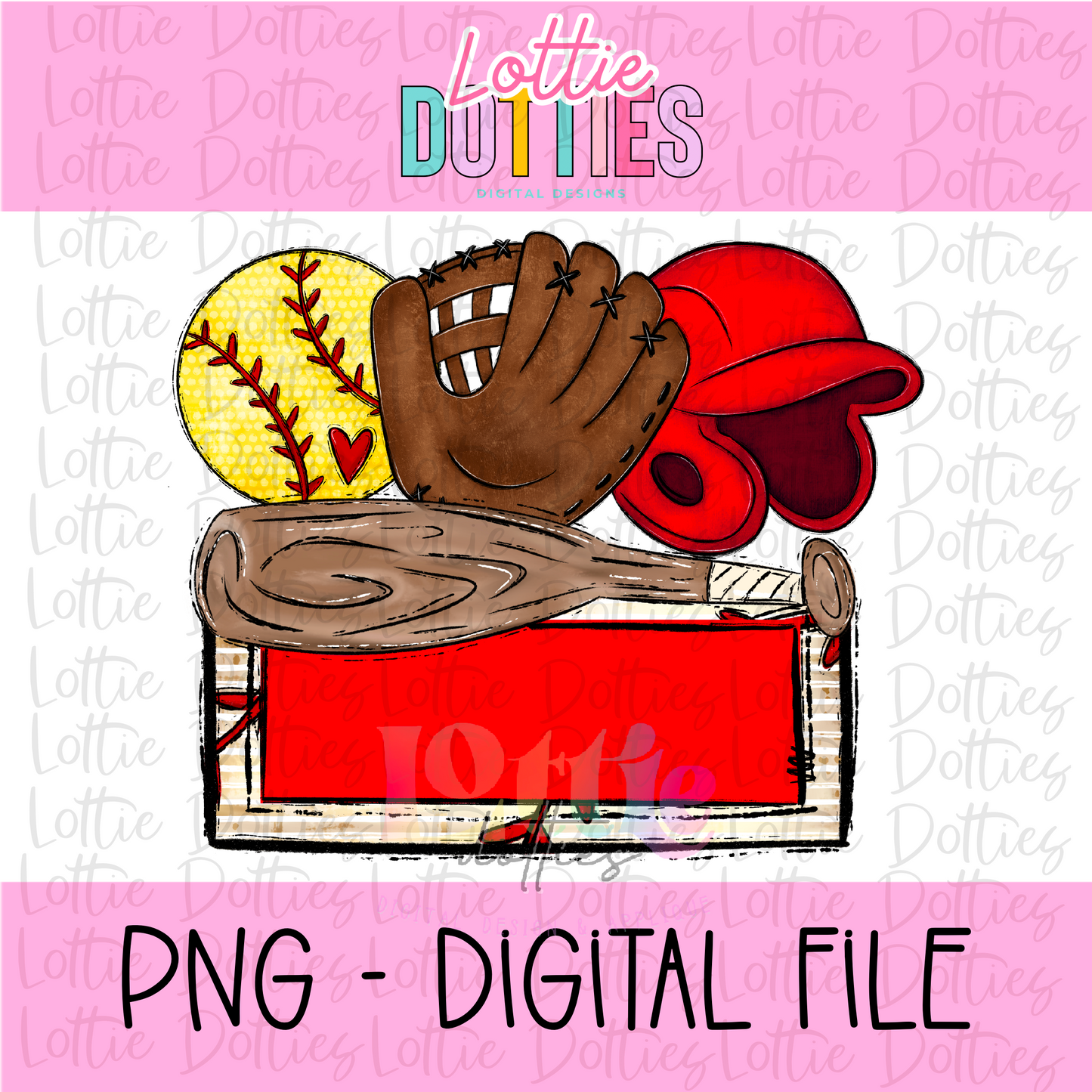 Softball Name Plate - Red - PNG - Design Sublimation - Digital Download