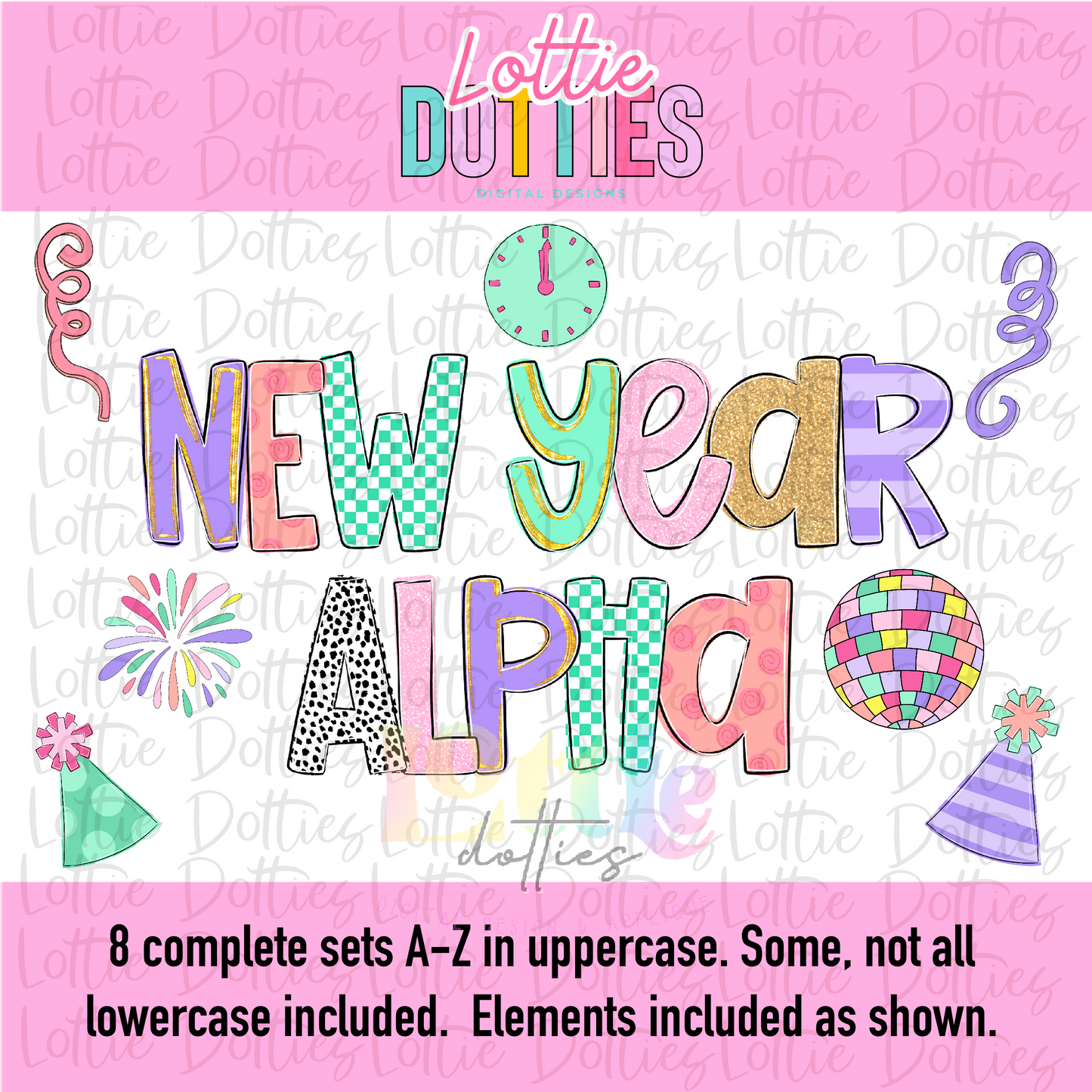 New Year Alpha - Alphabet - Alpha Pack - Alphabet Clipart - Instant Download - Alpha Packs