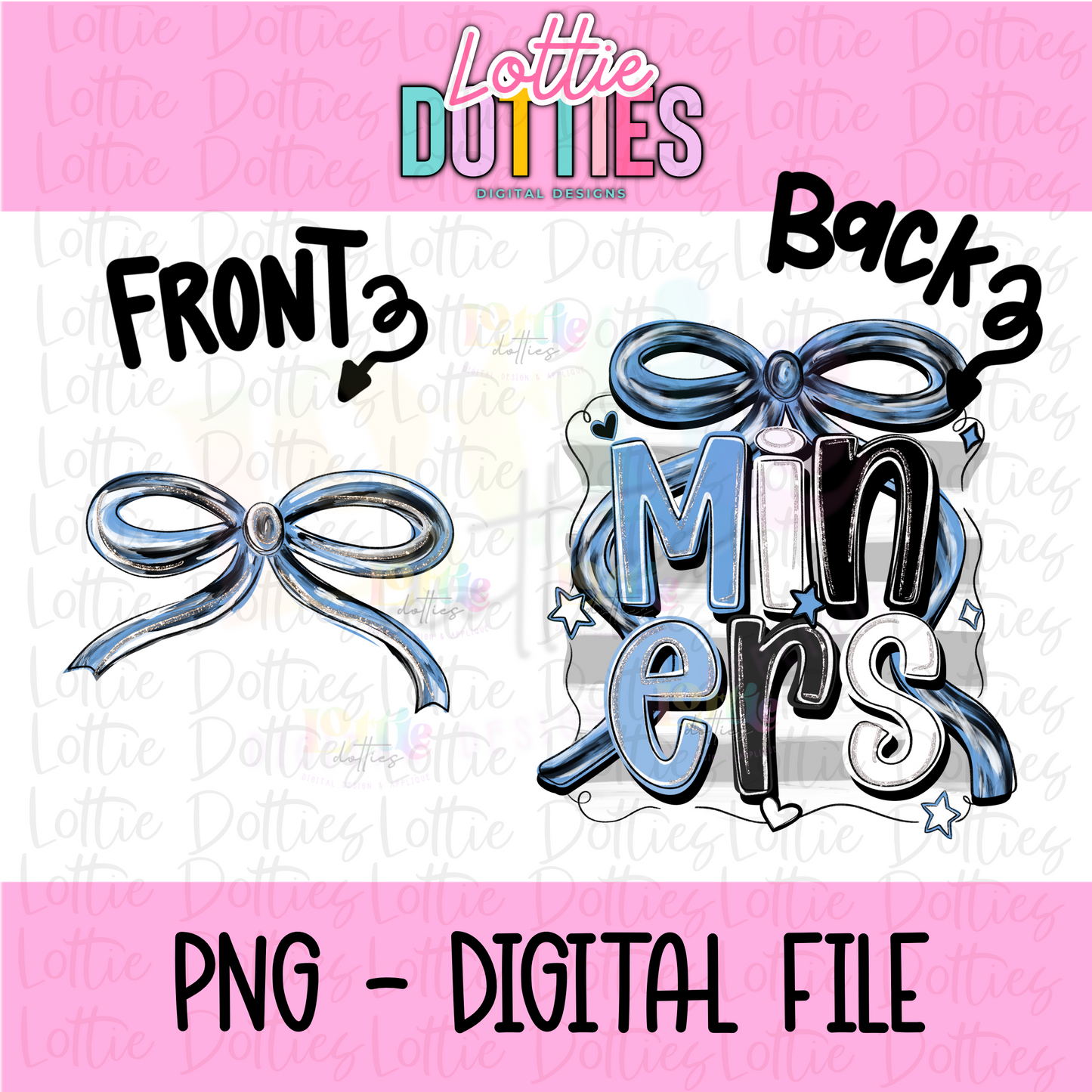 Miners PNG - Miners Columbia, Black and White bow design - Digital Download - coquette mascot