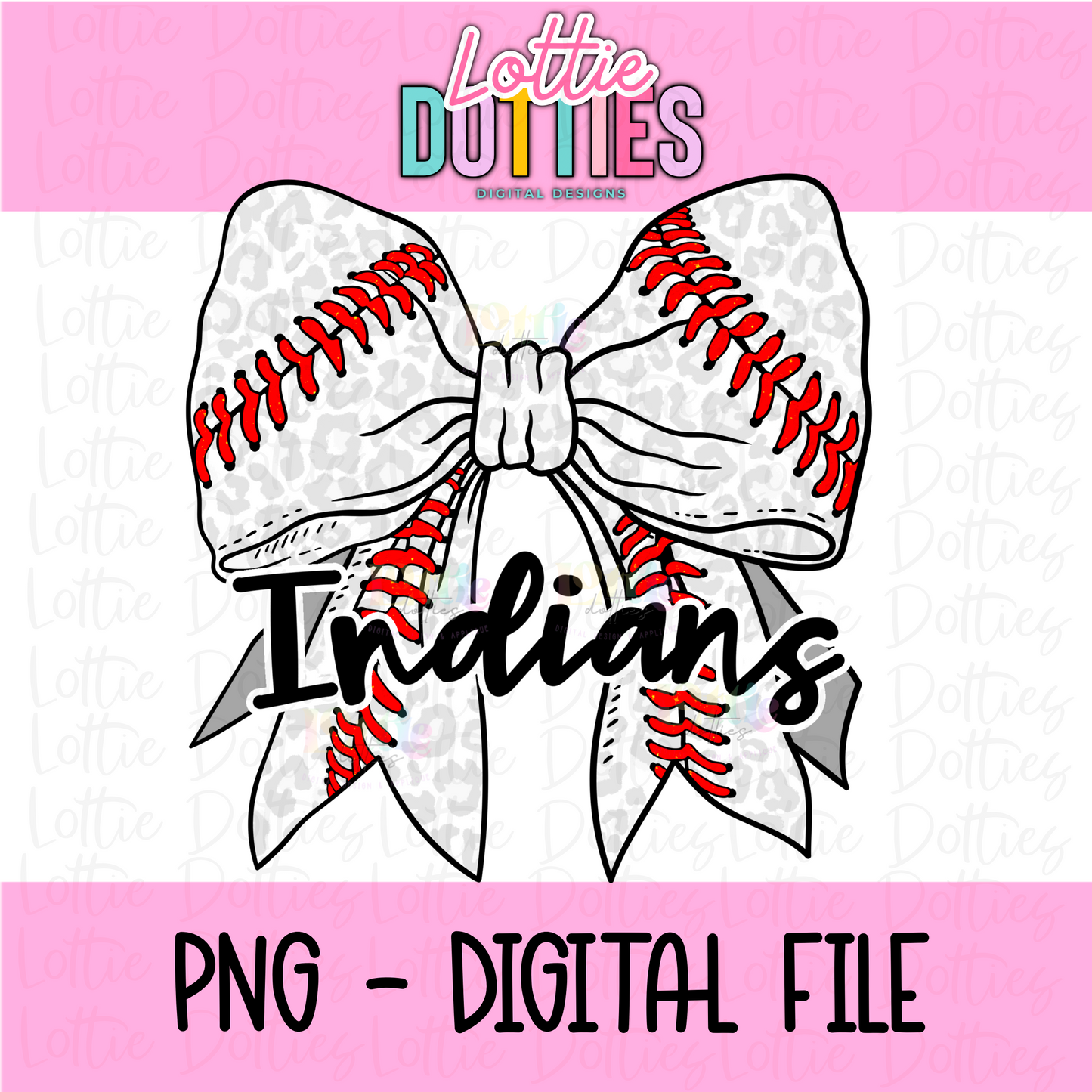 Indians PNG - Indians Baseball bow Black design - Digital Download
