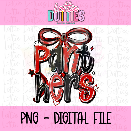 Panthers PNG - Panthers Red & Black bow design - Digital Download - coquette mascot