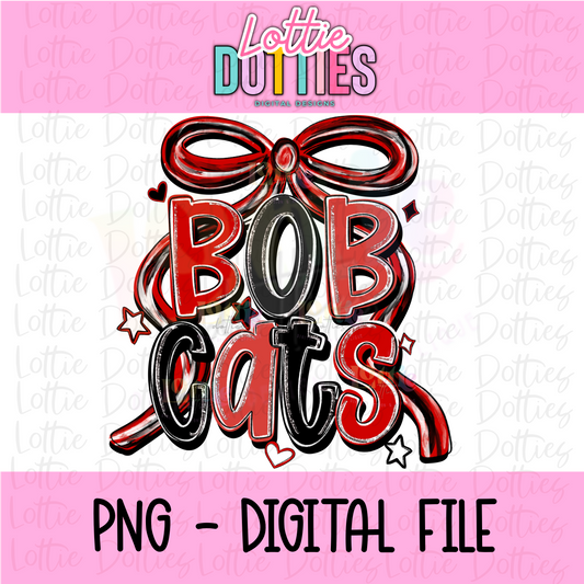 Bobcats PNG - Bobcats Red & Black bow design - Digital Download - coquette mascot