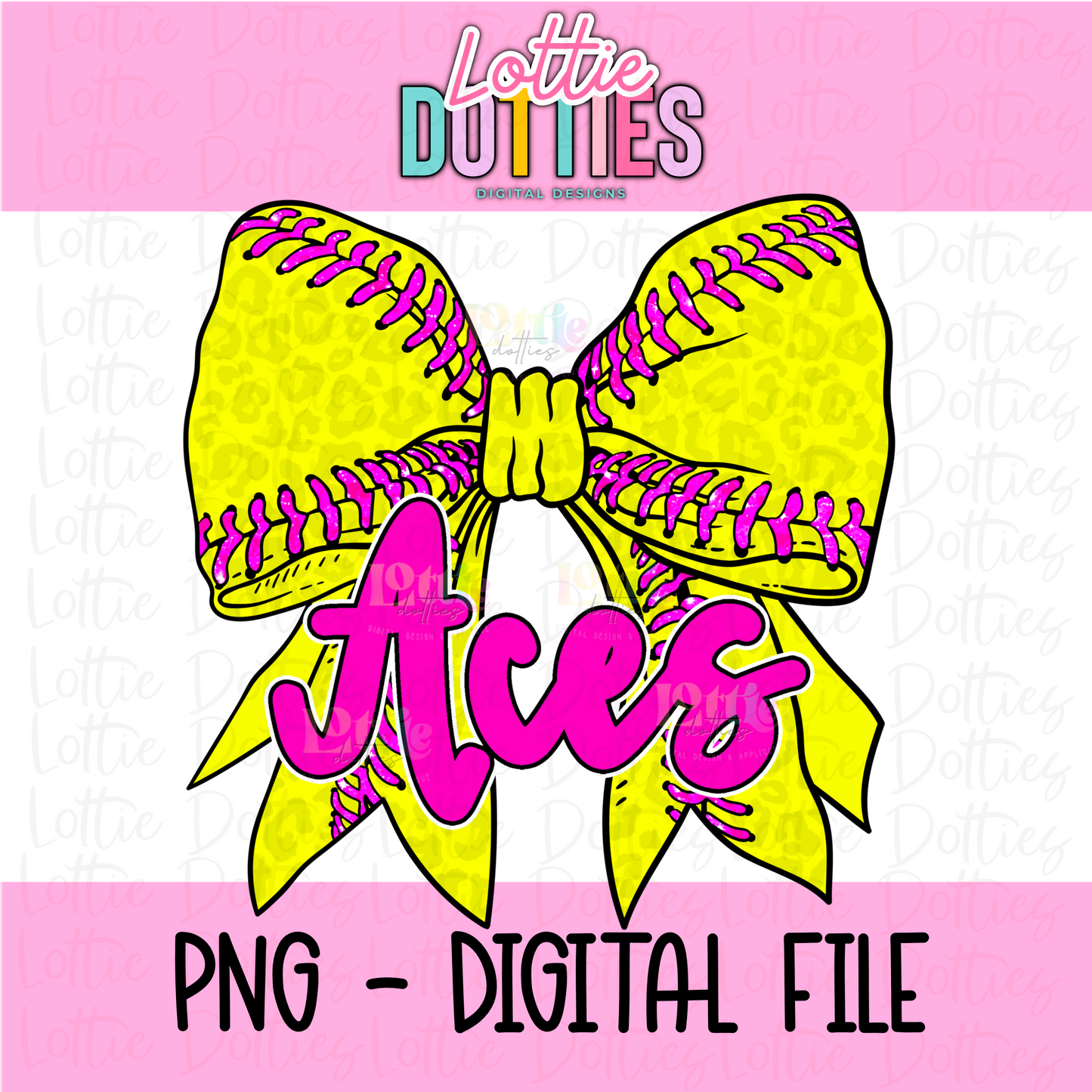 Aces PNG - Aces Softball bow design - Digital Download - Pink