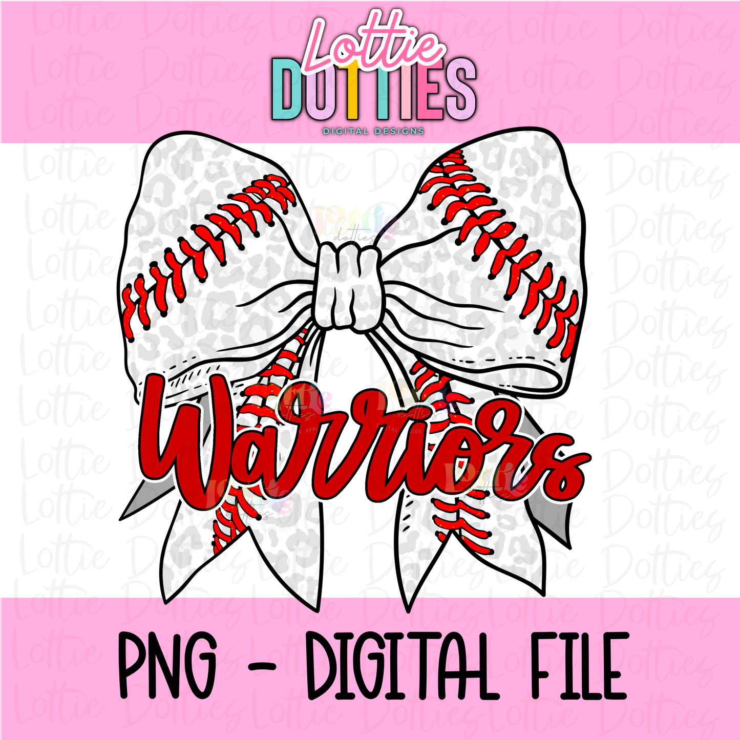 Warriors PNG - Warriors Baseball bow Red design - Digital Download