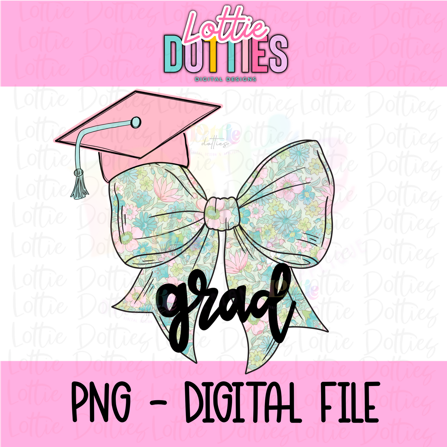 Graduation Bow PNG - Grad Bow Floral Sublimation - Digital Downloadl