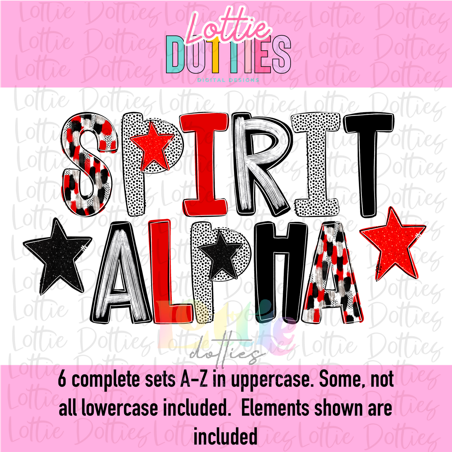 Red & Black Poppy Foil Alpha - Red and Black Spirit Alpha - Alphabet - Alpha Pack - Alphabet Clipart - Instant Download - Girl Alpha Pack