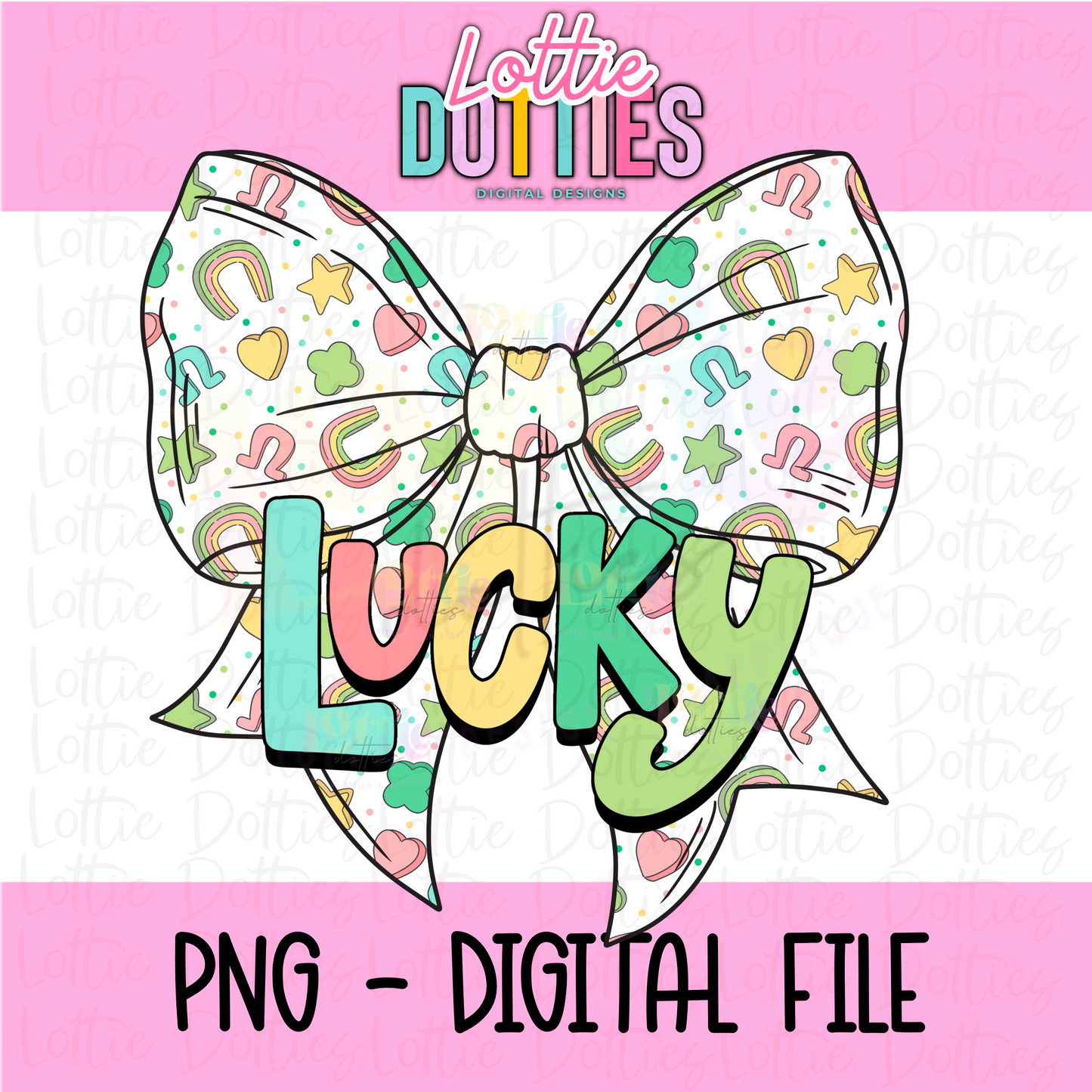 Lucky Bow - Lucky Bow PNG - Bow Design Sublimation - Digital Download