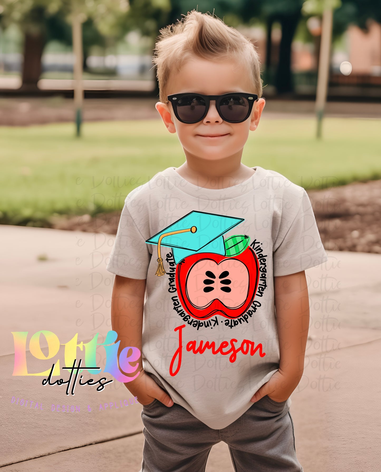 Apple PNG - Kindergarten Graduate Apple Blue Sublimation - Digital Download