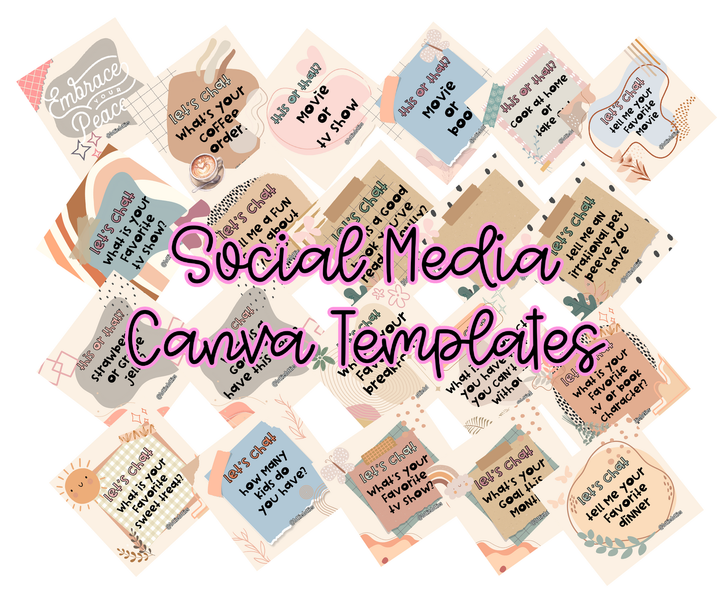 Let’s Chat - Boho - Editable Canva Social Media Templates - Instant Download