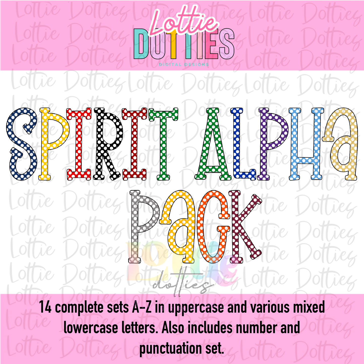 Polka Dot Spirit Alphabet - Spirit Alpha Pack - Alphabet Clipart - Instant Download - Alpha Pack