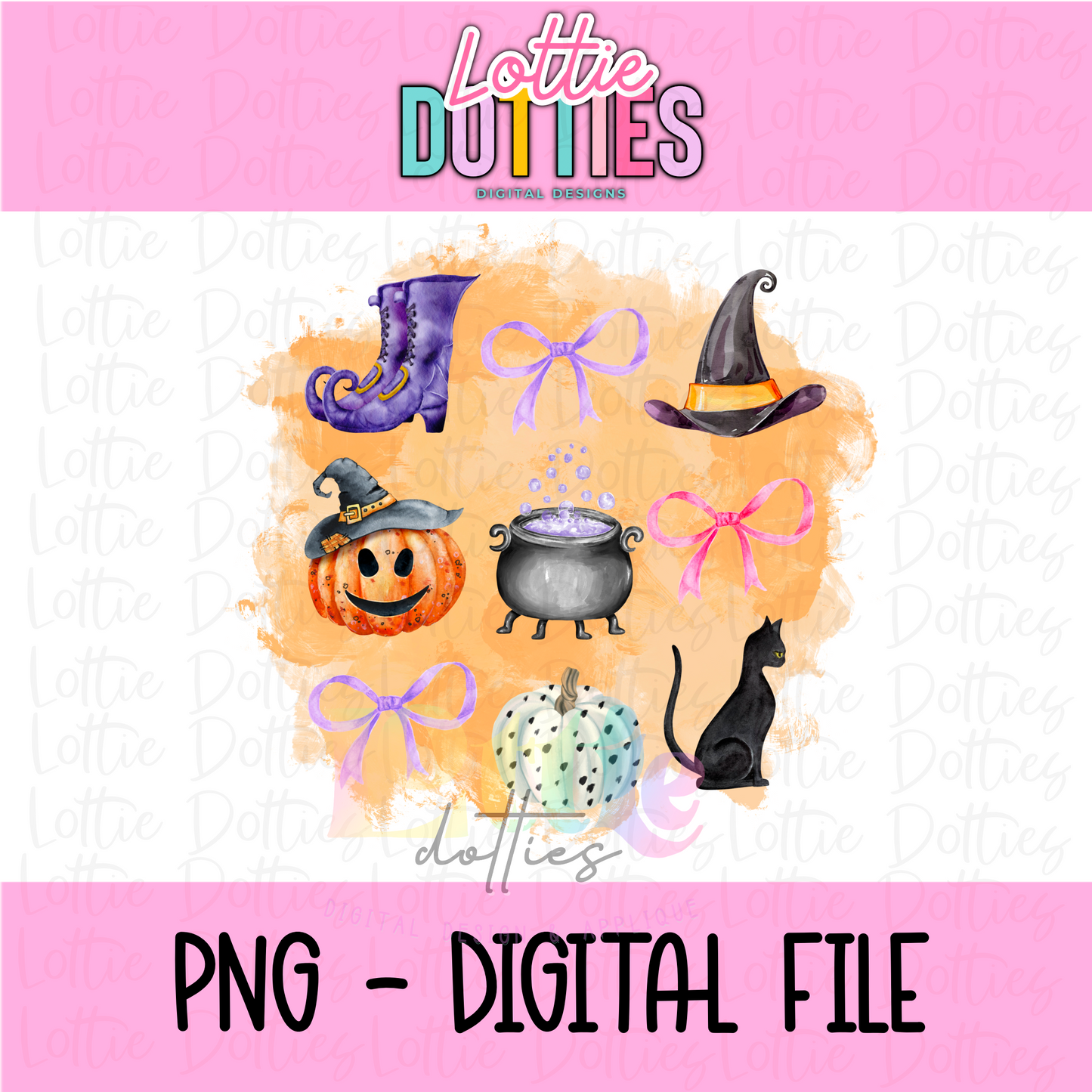 Witchy Bows PNG - Orange Witchy Bows Halloween- Sublimation - Digital Download