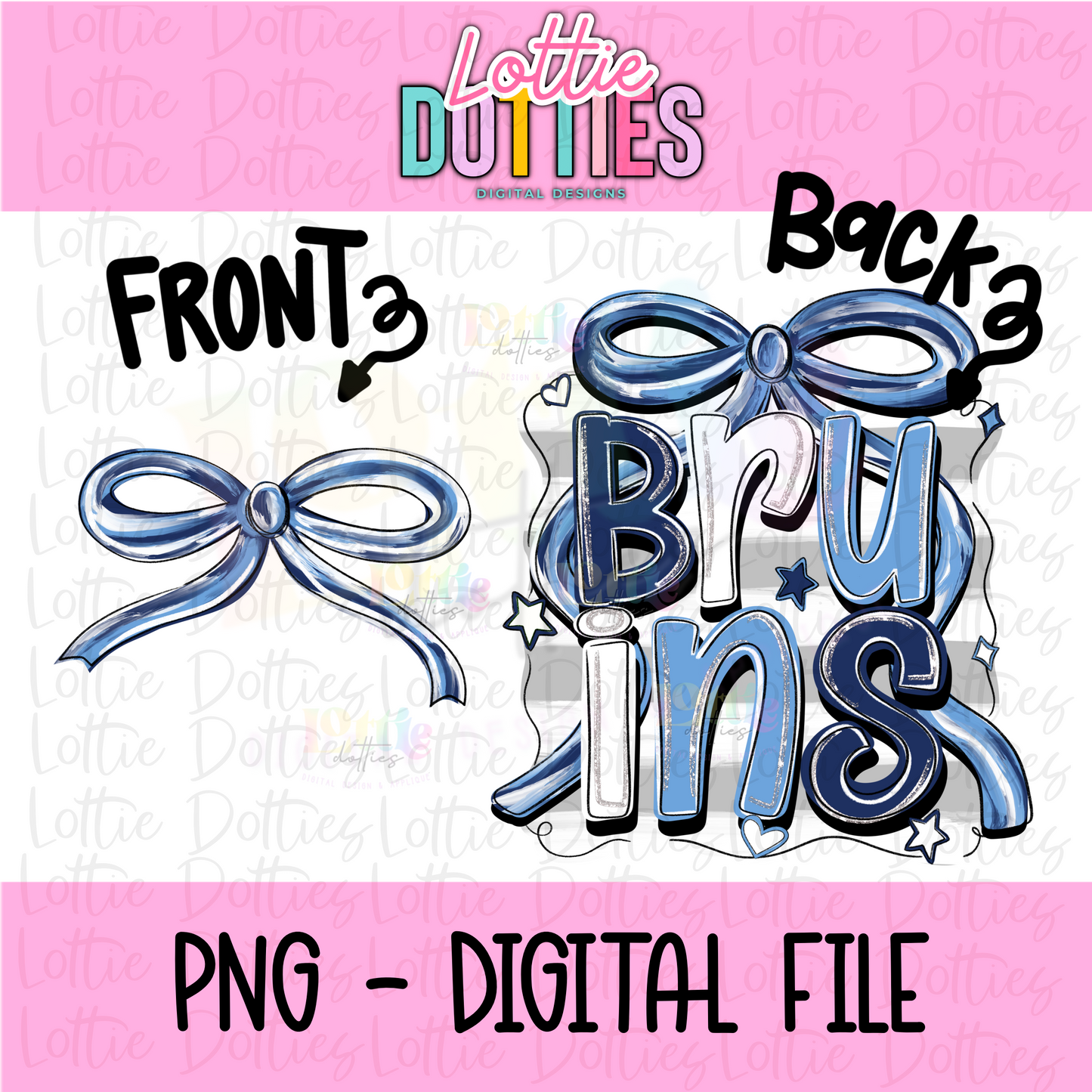 Bruins PNG - Navy & Columbia Bow Design Sublimation design - Digital Download