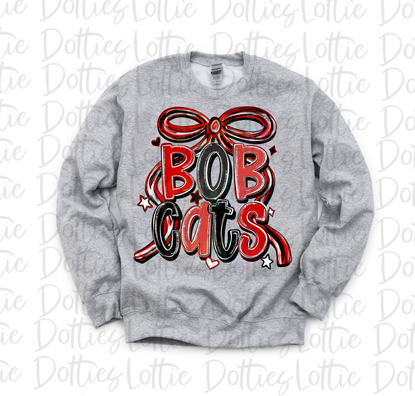Bobcats PNG - Bobcats Red & Black bow design - Digital Download - coquette mascot