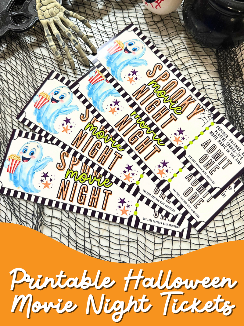 Printable Halloween Movie Night Kit | Spooky Movie Tickets, Pennant Flags & Creepy Concessions Sign | Halloween Party Decor Printable Set