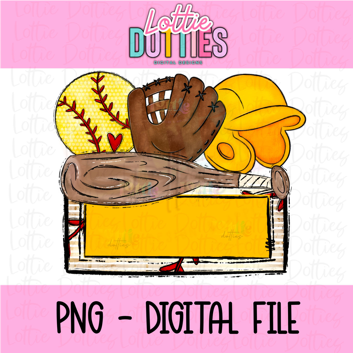 Softball Name Plate - Gold - PNG - Design Sublimation - Digital Download