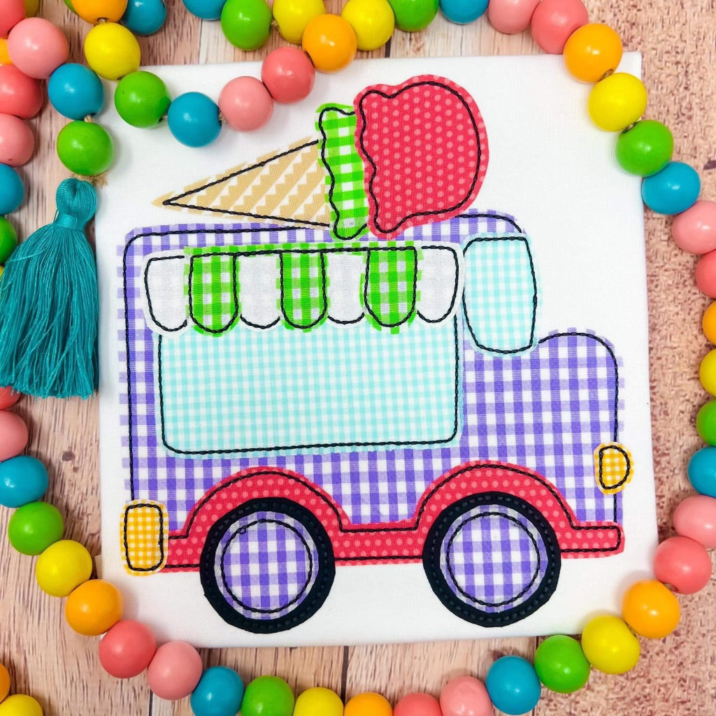 Ice Cream Truck Appliqué - Machine Embroidery Applique Design - Instant Download - Alpha Pack