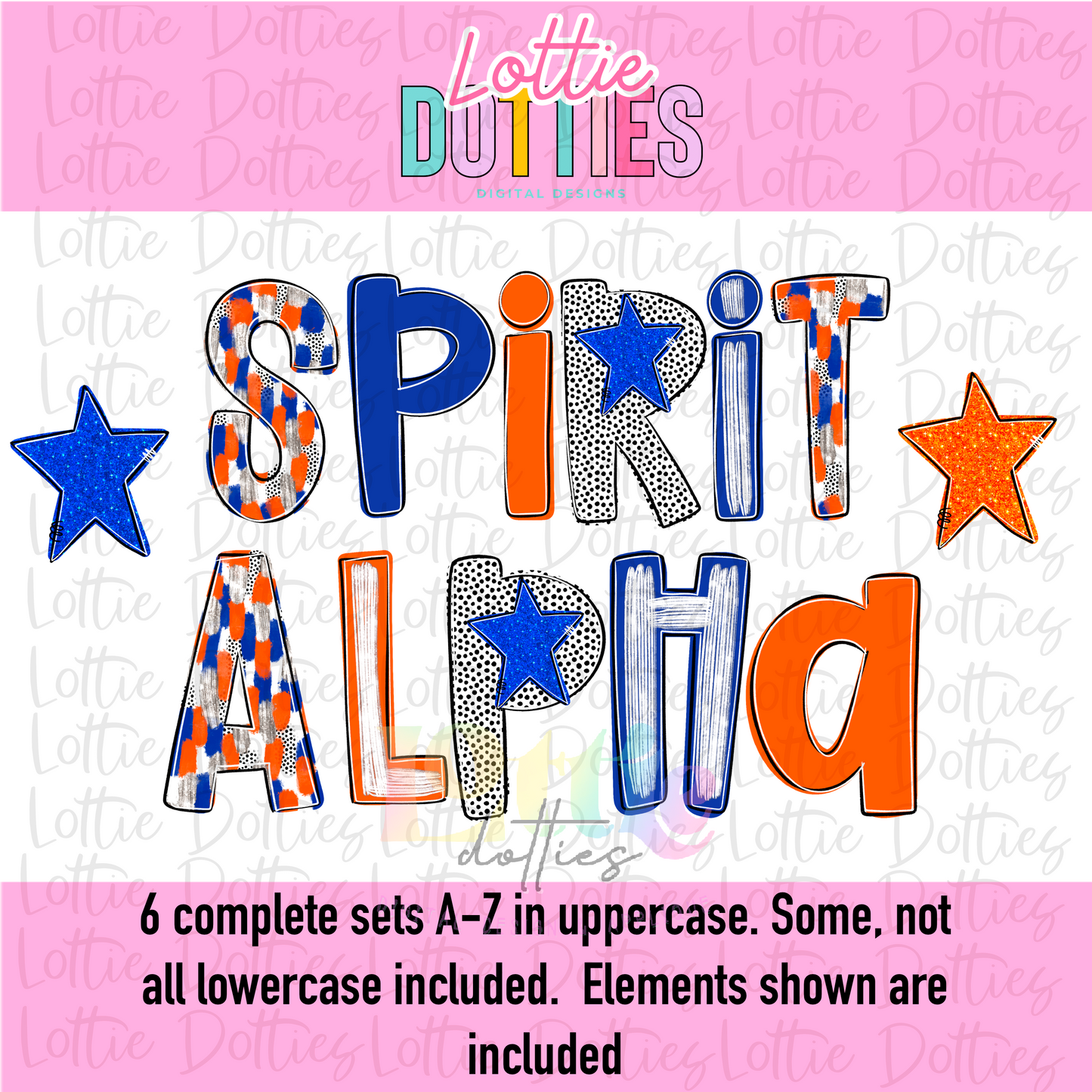 Royal & Orange Poppy Foil Alpha - Royal and Orange Spirit Alpha - Alphabet - Alpha Pack - Alphabet Clipart - Instant Download - Girl Alpha Pack