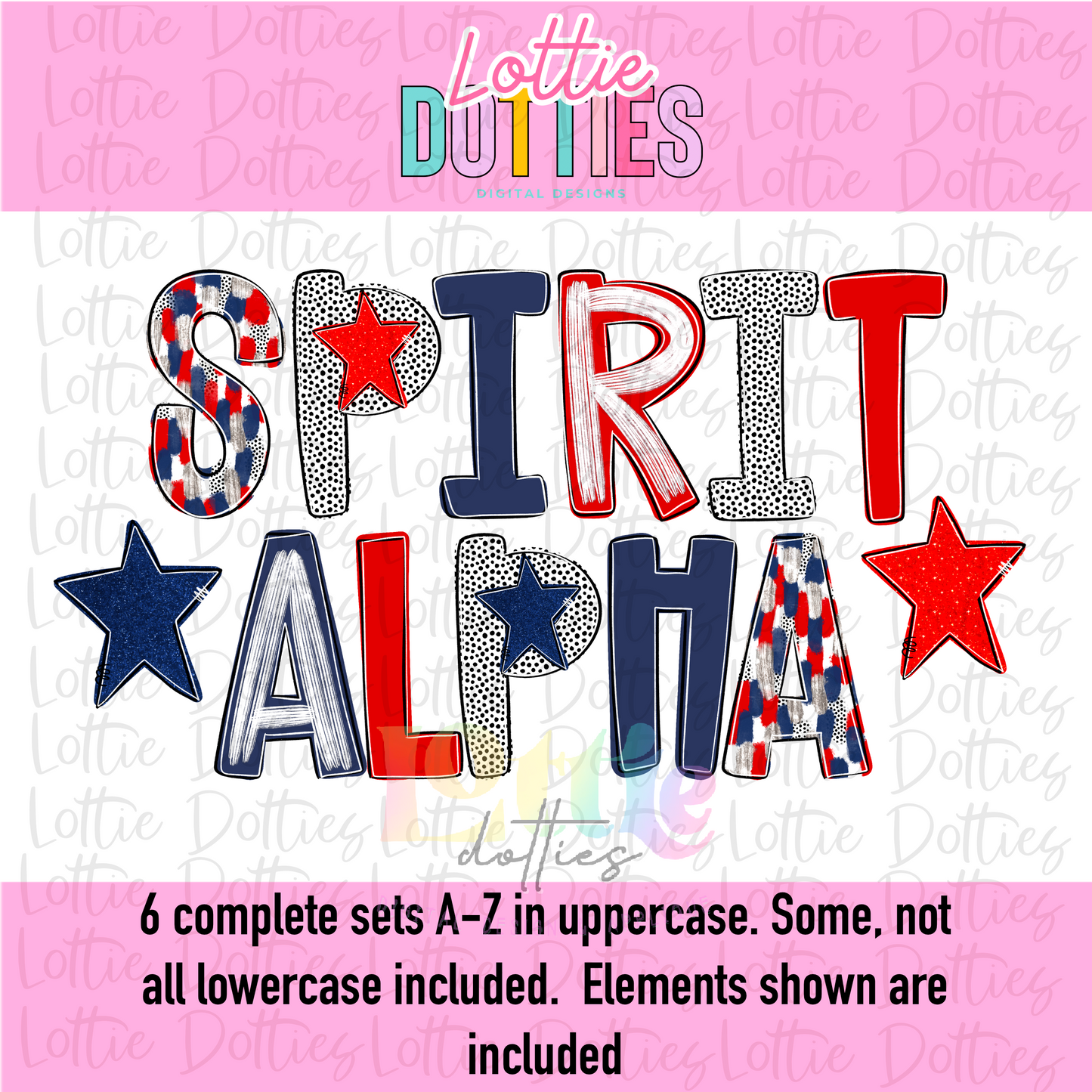 Red & Navy Poppy Foil Alpha - Red and Navy Spirit Alpha - Alphabet - Alpha Pack - Alphabet Clipart - Instant Download - Girl Alpha Pack
