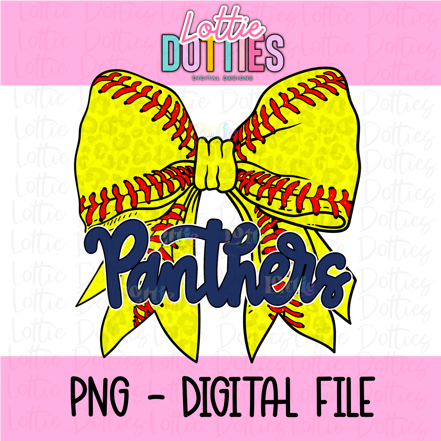 Panthers PNG - Panthers Softball bow Navy design - Digital Download