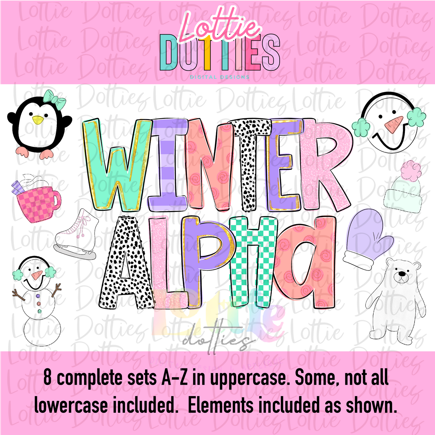 Winter Alpha - Alphabet - Alpha Pack - Alphabet Clipart - Instant Download - Alpha Packs