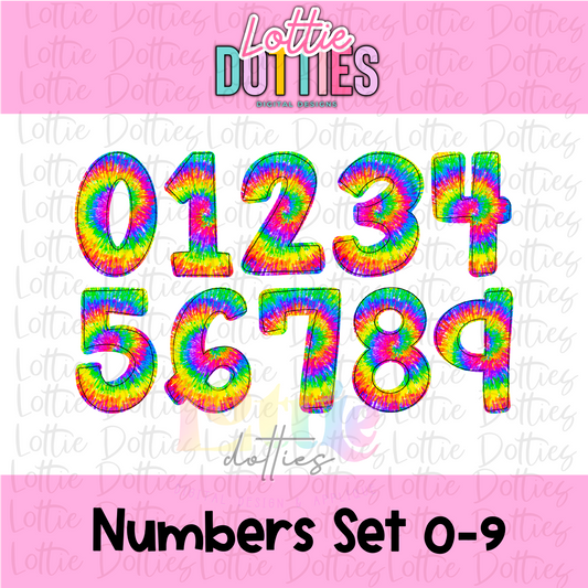 Tie Dye Numbers Alphabet - Tie Dye Numbers Alpha Pack - Alphabet Clipart - Instant Download - Alpha Pack