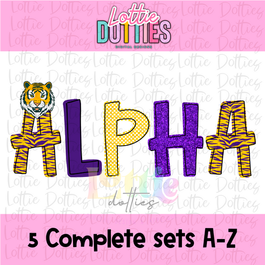 LSU Tiger Alphabet - Alpha Pack - Alphabet Clipart - Instant Download