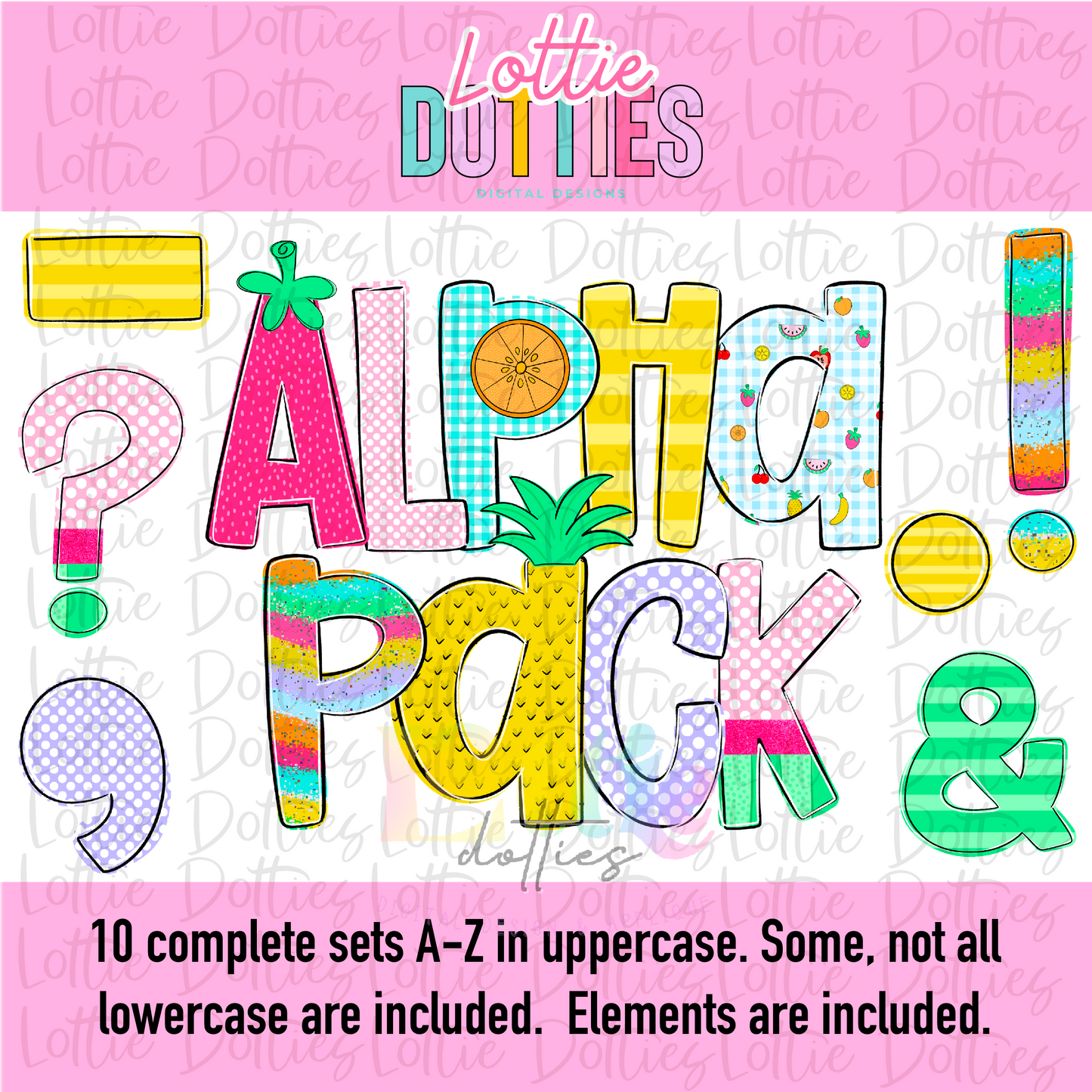 Tutti Frutti Alpha PNG - Fruit Alpha Set Sublimation- Digital Download