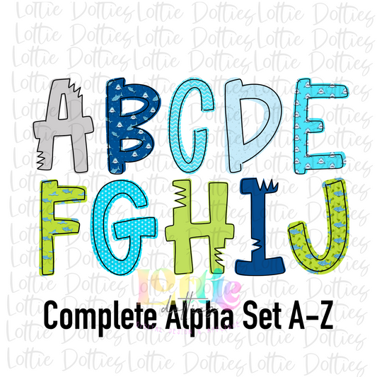Shark Alphabet - Shark Alpha Pack - Alphabet Clipart - Instant Download - Alpha Pack
