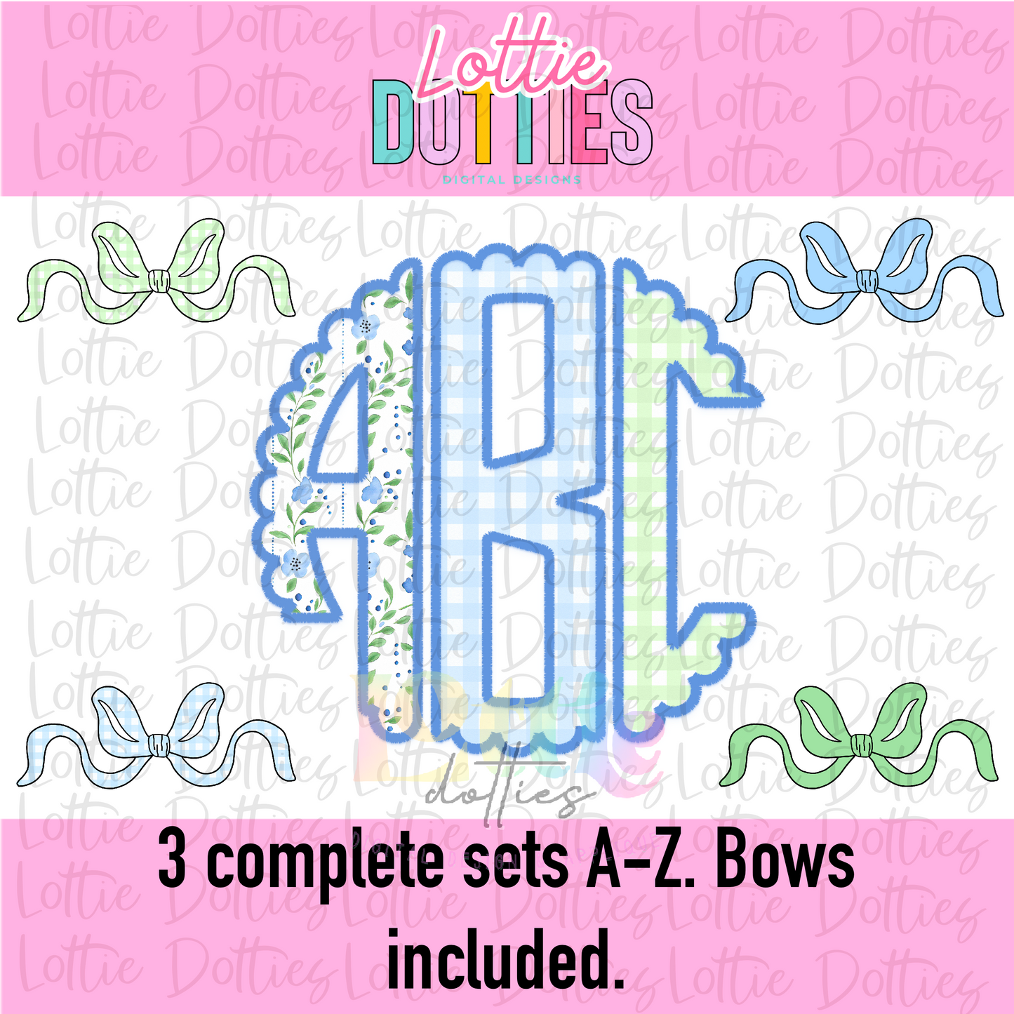 Dainty Floral Monogram Alpha PNG - Floral Stitch Alpha Set Sublimation- Digital Download