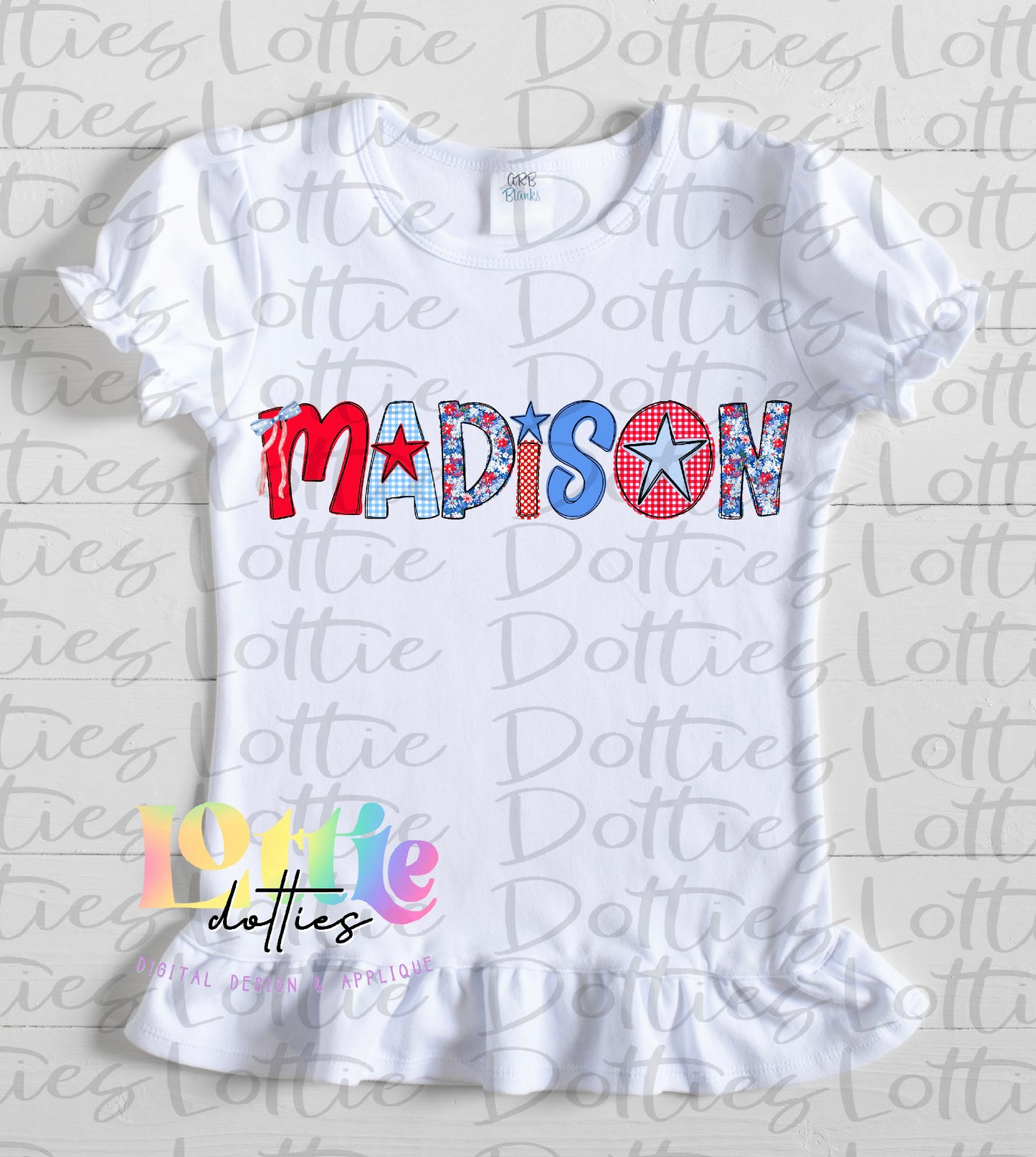 Floral Patriotic Alpha PNG - Alphabet Sublimation - Digital Download