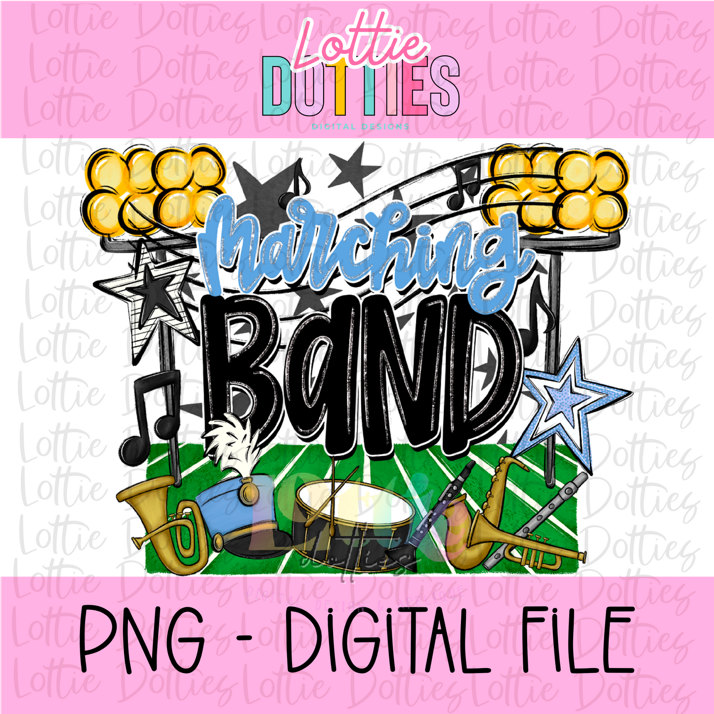Marching Band PNG - Light Blue and Black Marching Band design - Digital Download