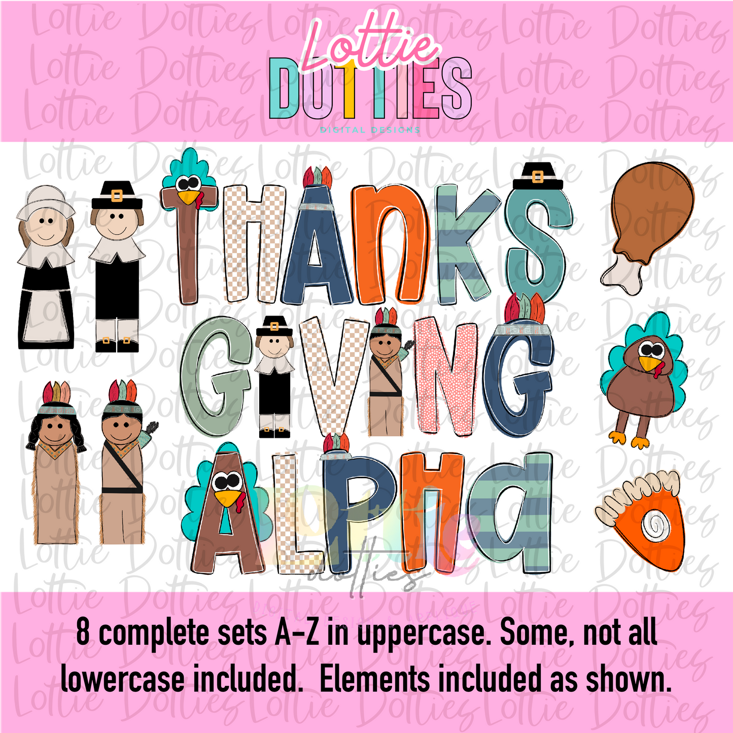 Thanksgiving Alpha - Fall Alphabet - Alpha Pack - Alphabet Clipart - Instant Download - Alpha Packs