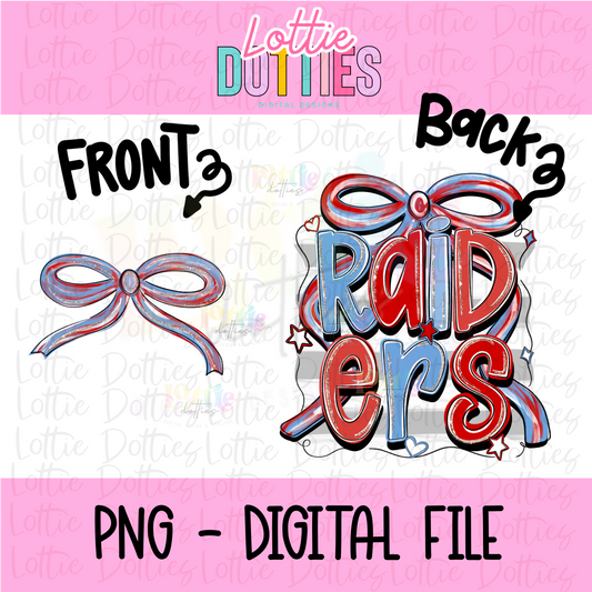 Raiders PNG - Raiders Red and Columbia Blue bow design - Digital Download - coquette design