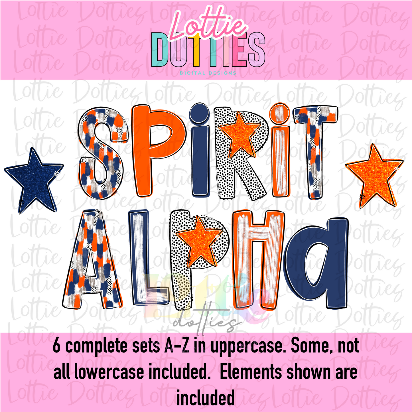 Navy & Orange Poppy Foil Alpha - Navy and Orange Spirit Alpha - Alphabet - Alpha Pack - Alphabet Clipart - Instant Download - Girl Alpha Pack