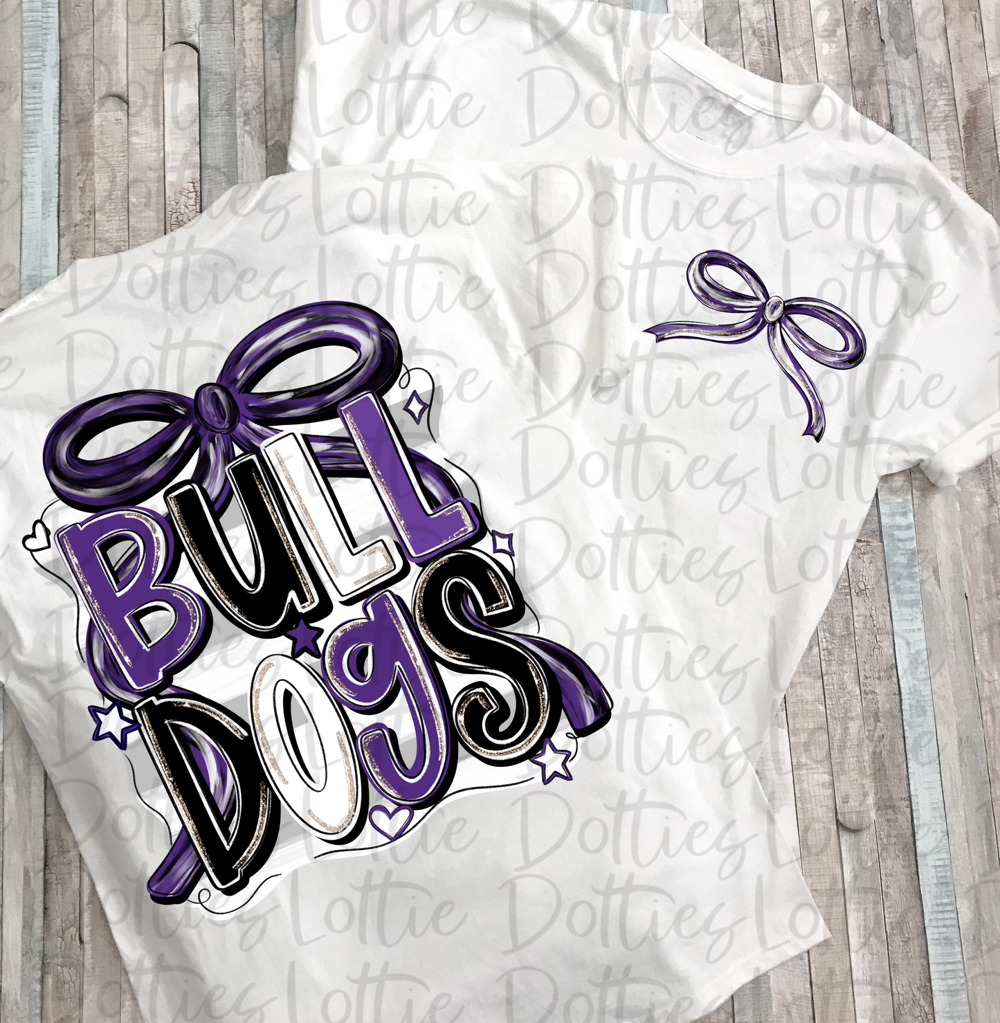 Bulldogs PNG - Purple, Black and White bow design - Digital Download - coquette mascot