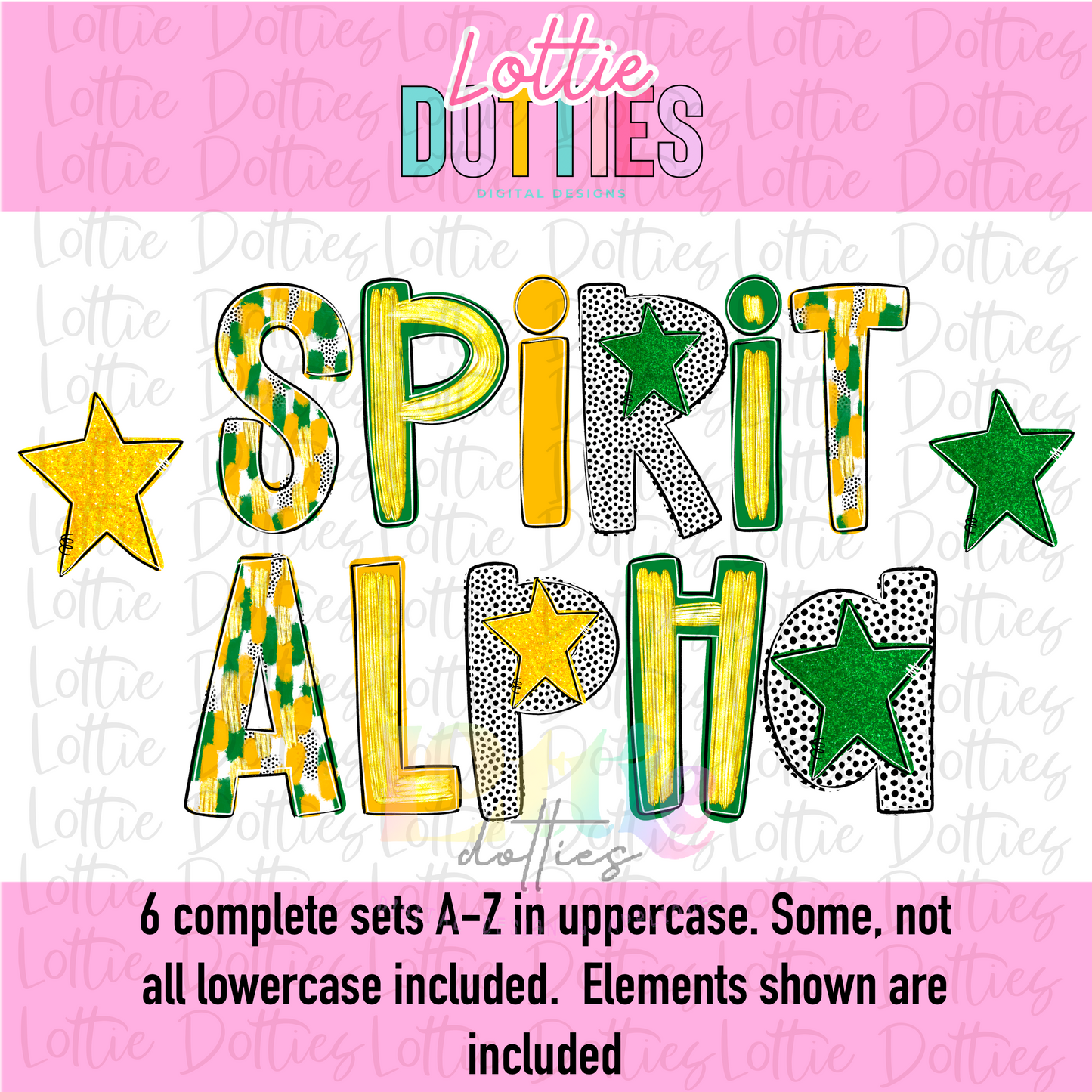 Green & Gold Poppy Foil Alpha - Green and Gold Spirit Alpha - Alphabet - Alpha Pack - Alphabet Clipart - Instant Download - Girl Alpha Pack
