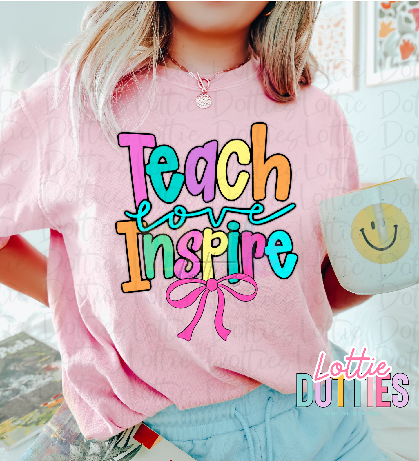 Teach Love Inspire - Teach Love Inspire Bow PNG- Instant Download