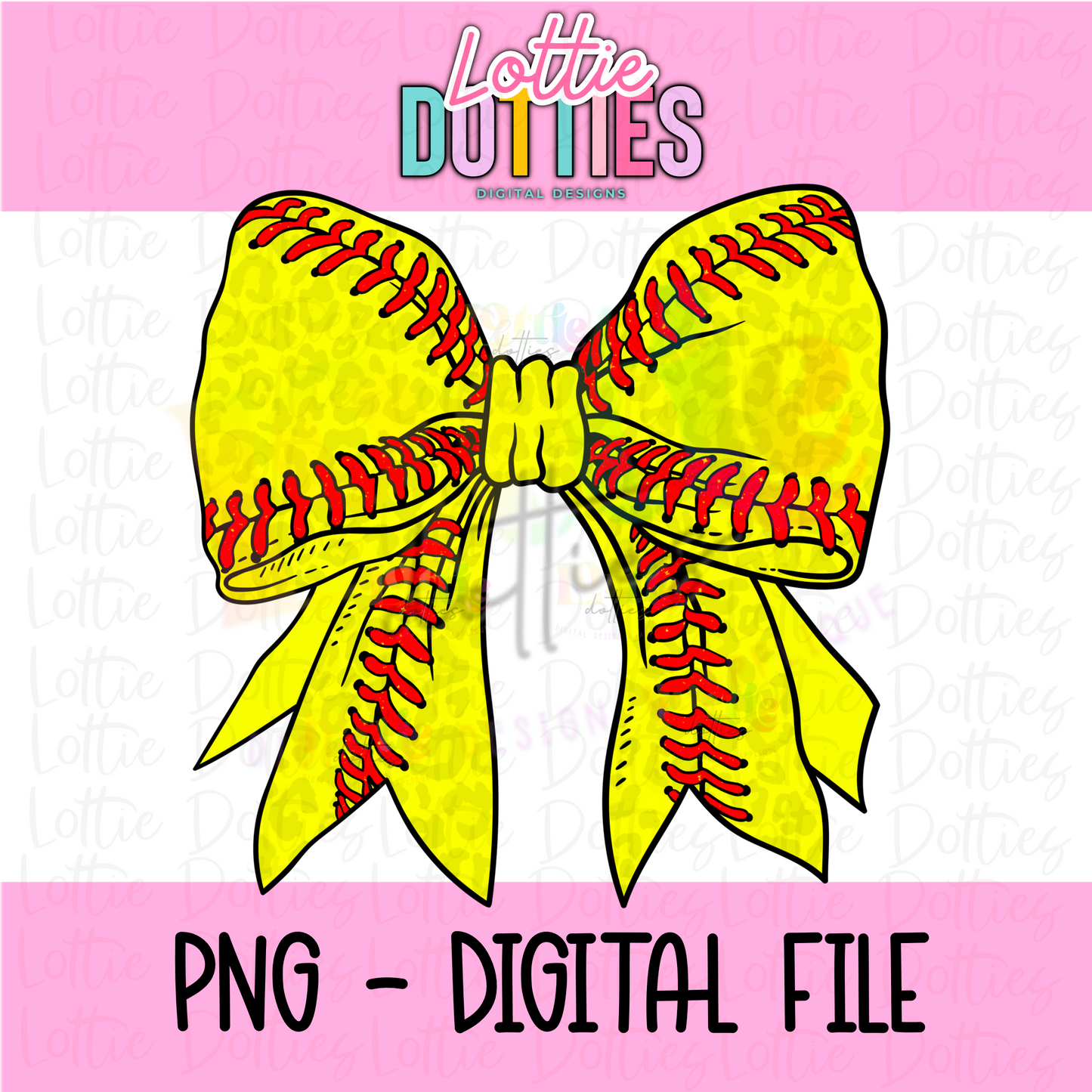 Softball Bow PNG - softball bow design - Digital Download - Red stitch
