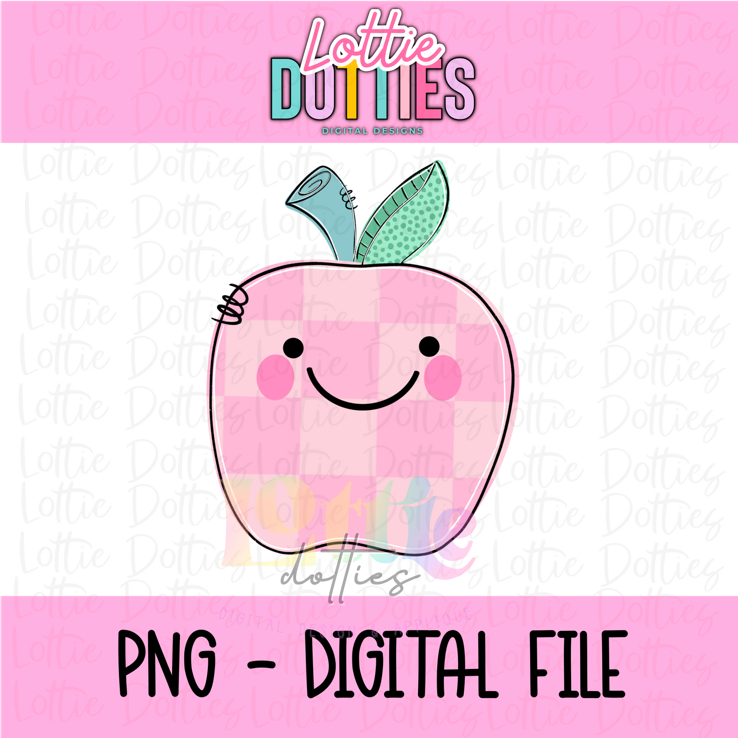 Apple Checkered PNG - Pink Apple Checkered - Sublimation - Digital Download