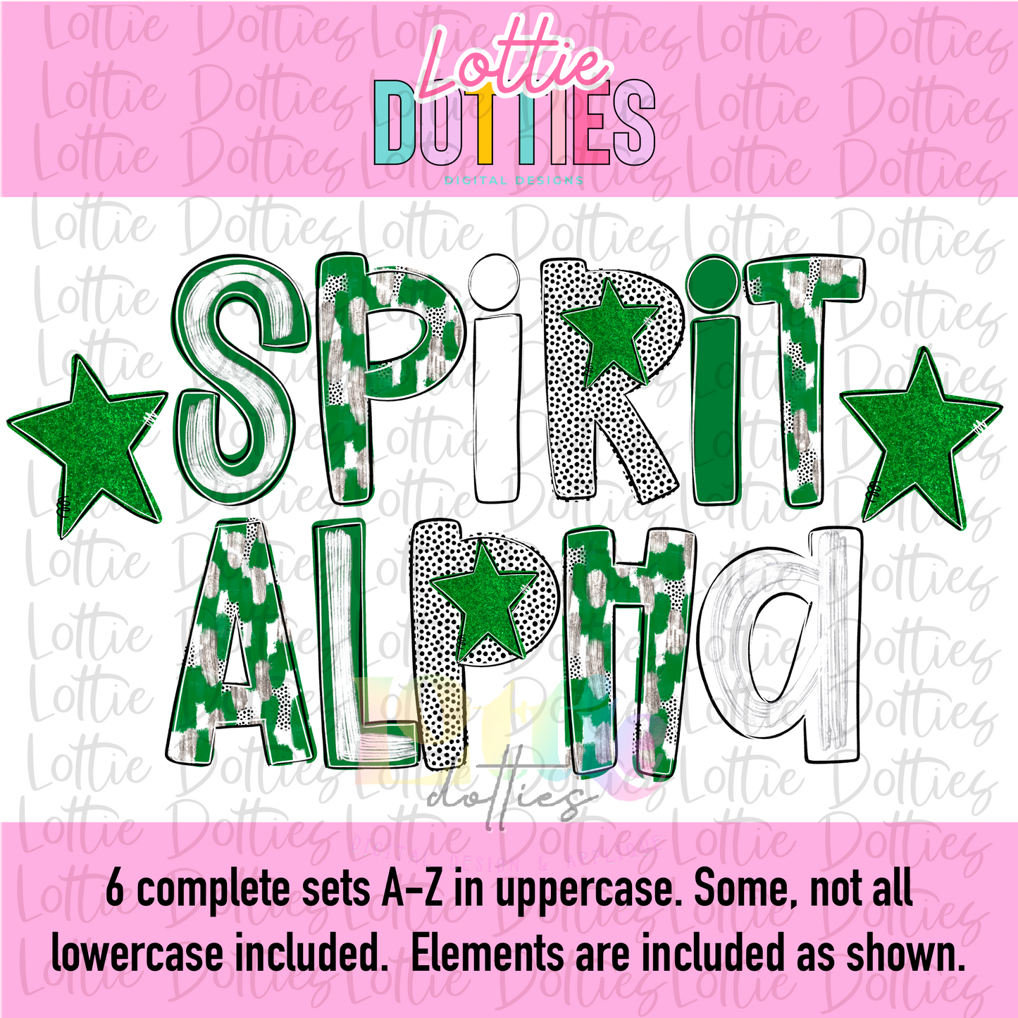 Green & White Poppy Alpha - White & Green - Alphabet - Alpha Pack - Alphabet Clipart - Instant Download - Alpha Packs