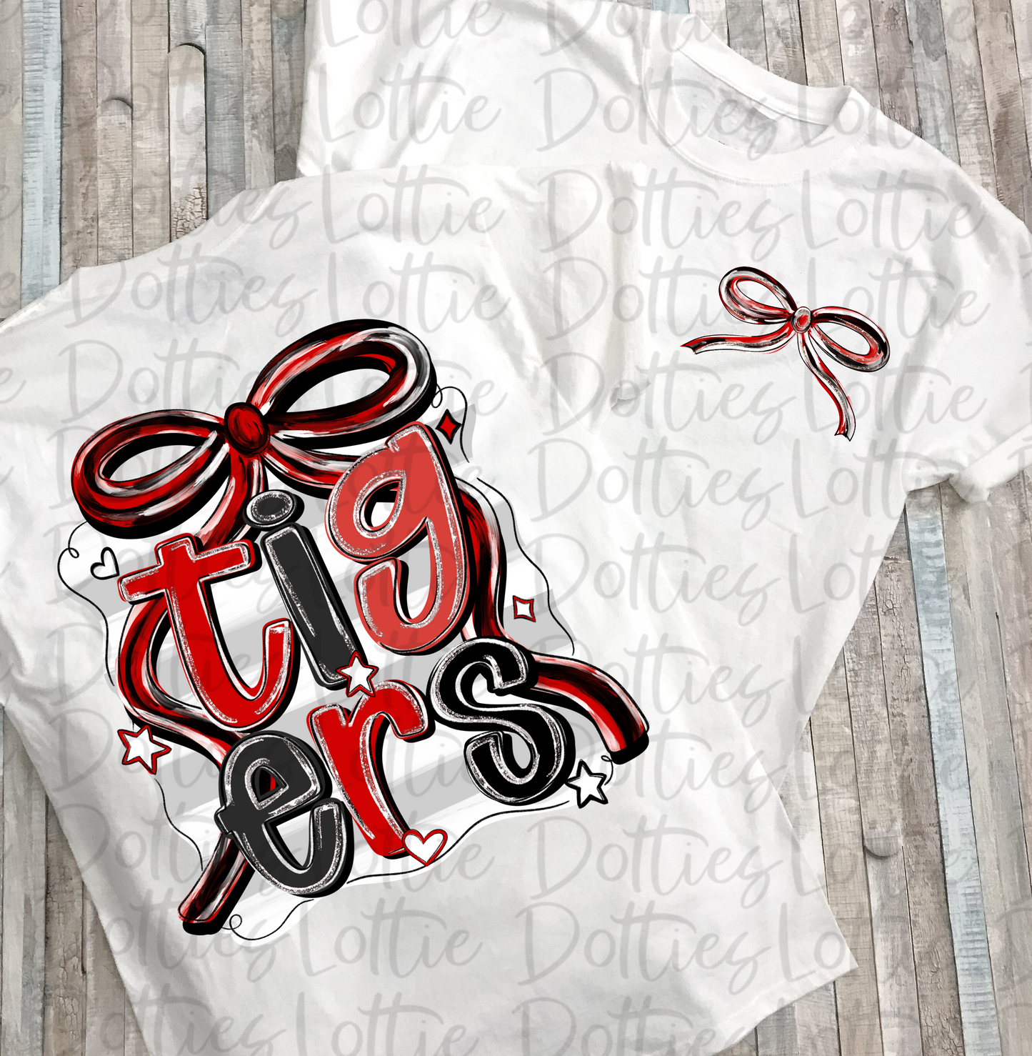 Tigers PNG - Tigers Red & Black bow design - Digital Download - coquette mascot