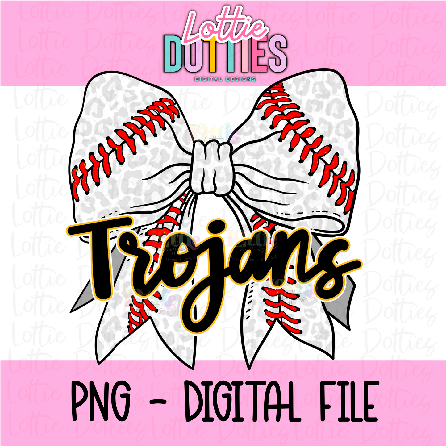 Trojans PNG - Trojans Baseball Black and Gold bow design - Digital Download