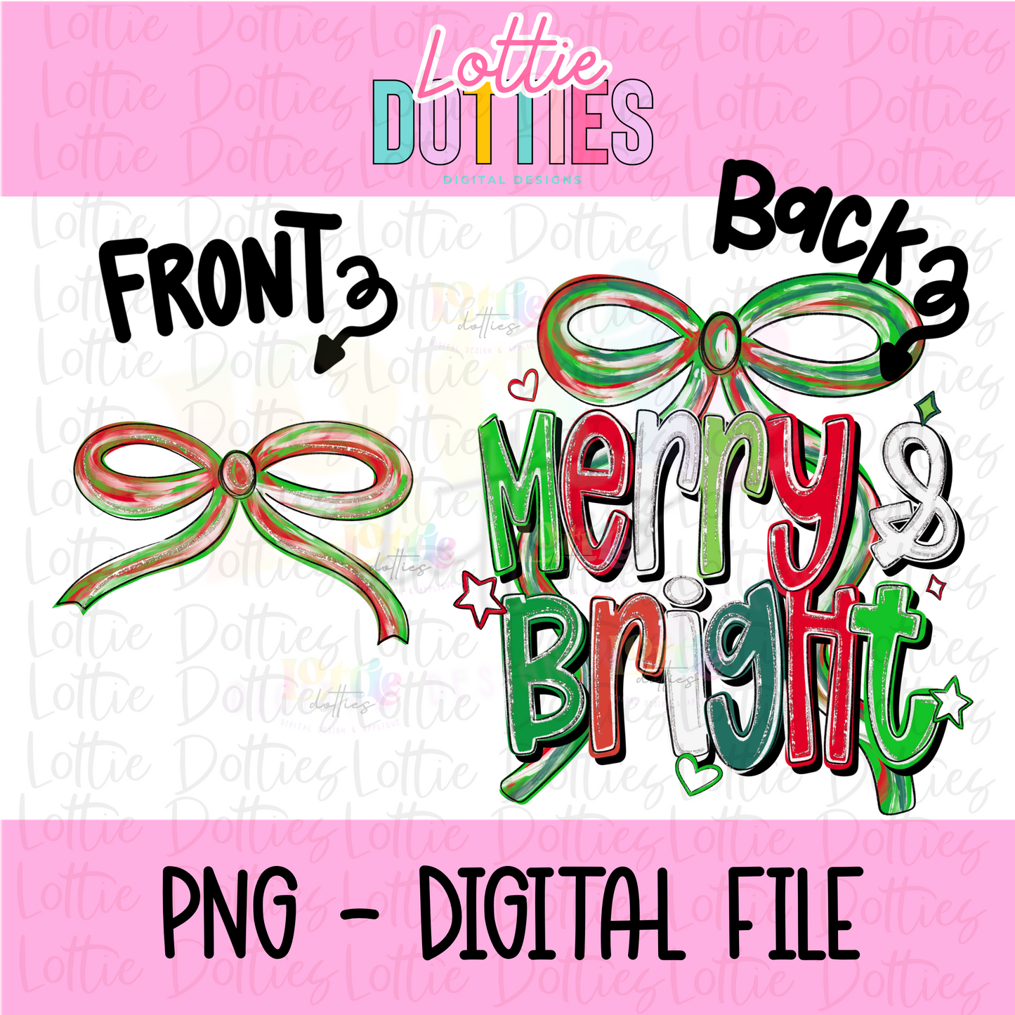 Merry & Bright Png - Merry and Bright - Christmas Sublimation Design - Digital Download